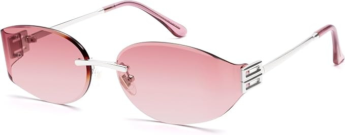 SOJOS Trendy Oval Sunglasses for Women,Fashion Rimless Metal Sun Glasses Y2K Style UV400 Protecte... | Amazon (US)