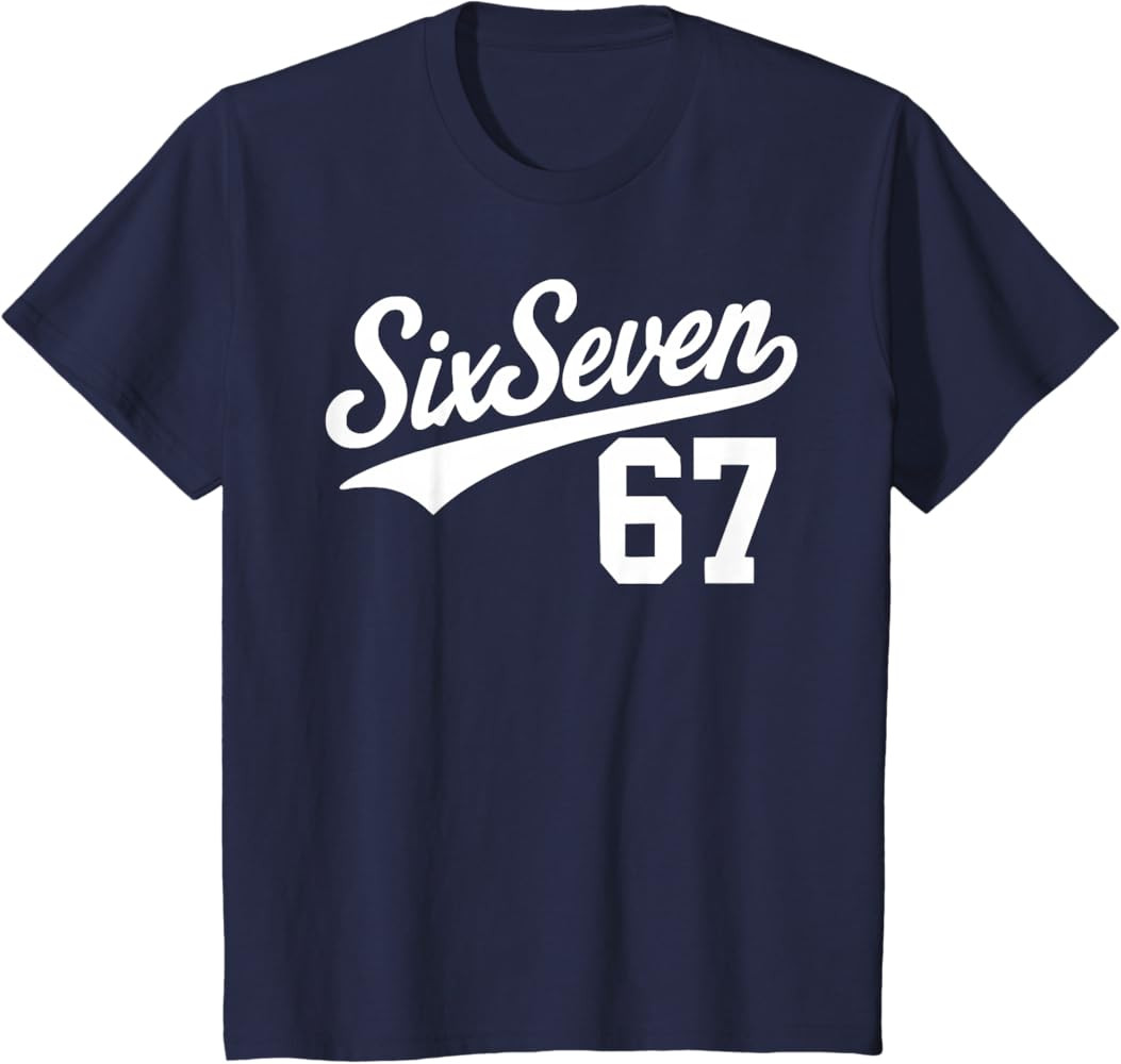Six Seven Baseball Style Number 67 Sports Slang Meme Kids T-Shirt | Amazon (US)