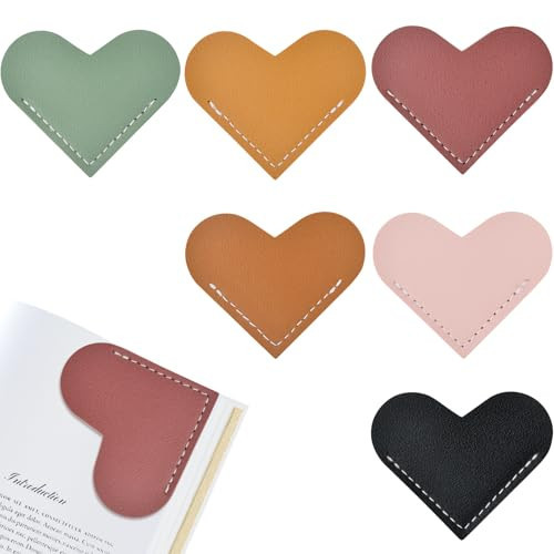 Teacher Appreciation Gifts,Leather Heart Bookmarks Book Accessories for Women Kids Gifts forTeacher Book Lover Women Friends Kids Cute Handmade Reading Present for Birthday Christmas Stocking Stuffers | Amazon (US)