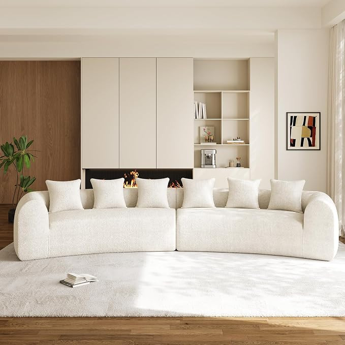 OUYESSIR 157" Oversized Curved Sectional Sofa, Chenille Cloud Couch, Beige | Premium chenille, hi... | Amazon (US)