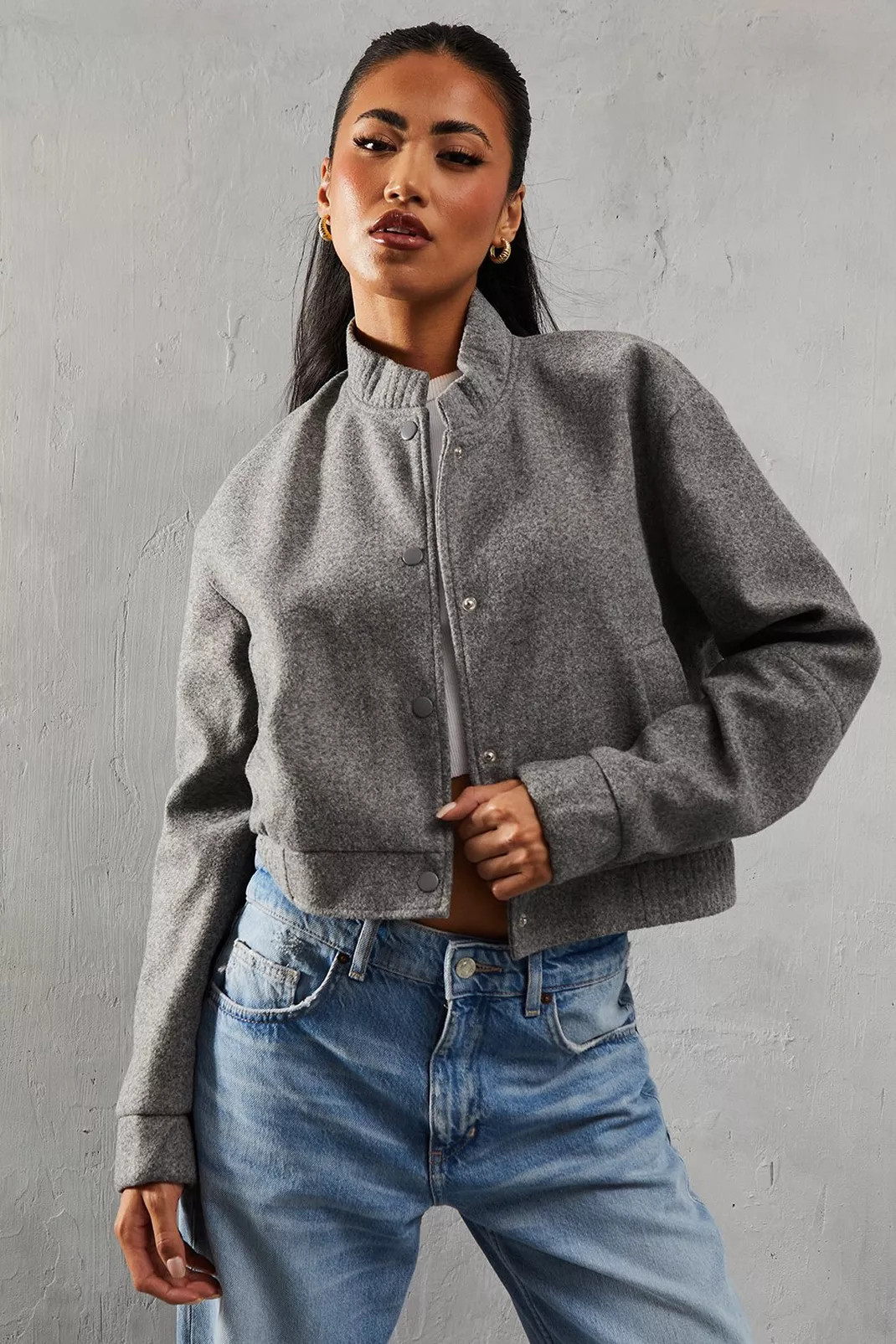 Oversized Wool Look Bomber Jacket | Nasty Gal US