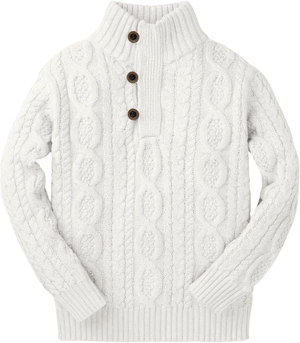 Kingdenergy Kids Sweaters Boys Turtleneck Button Up Cable Knit Winter Warm Long Sleeve Fall Pullo... | Amazon (US)