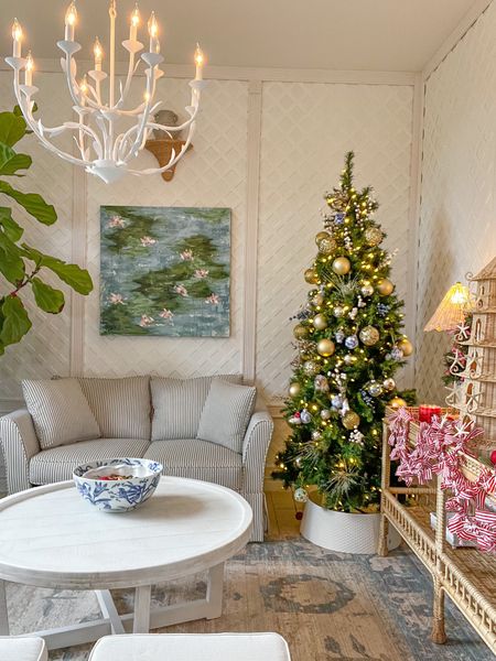 Coastal Christmas, living room decor, loveseat, couch, pre-lit tree, affordable rugs, blue and white home 

#LTKSeasonal #LTKHoliday #LTKhome