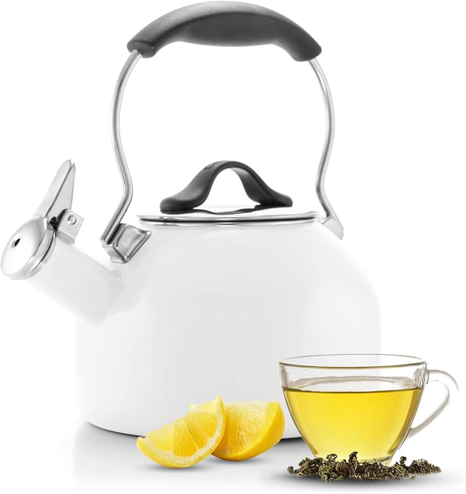 Chantal 1.8 QT Kettle, Oolong Series, Premium Enamel on Carbon Steel, Whistling, Even Heating & Quick Boil (White) | Amazon (US)