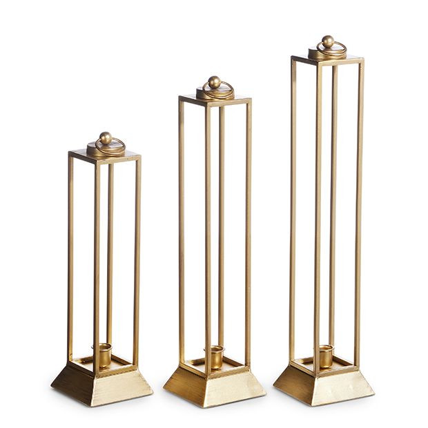 Gold Lantern Candle Holder Set of 3 | Antique Farm House