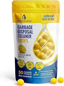 Garbage Disposal Cleaner and Deodorizer Drops- [[50-Count]] Lemon Zest Scented Kitchen Sink Fresh... | Amazon (US)