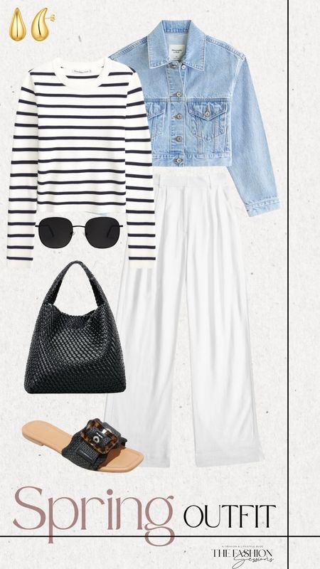 Spring Outfit | Striped T Shirt | Denim Jacket | Linen Pants | Woven Bag |

#LTKstyletip #LTKSeasonal