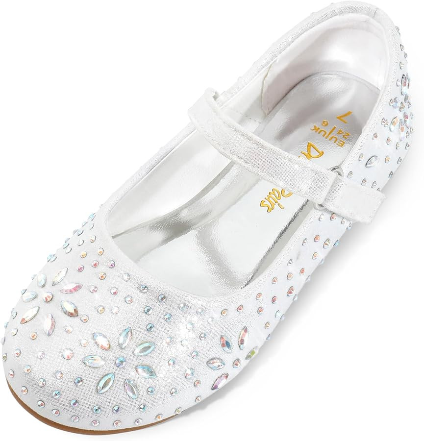 DREAM PAIRS Toddler Girl's Dress Shoes Mary Jane Rhinestone Buckle Strap Ballerina Flat | Amazon (US)