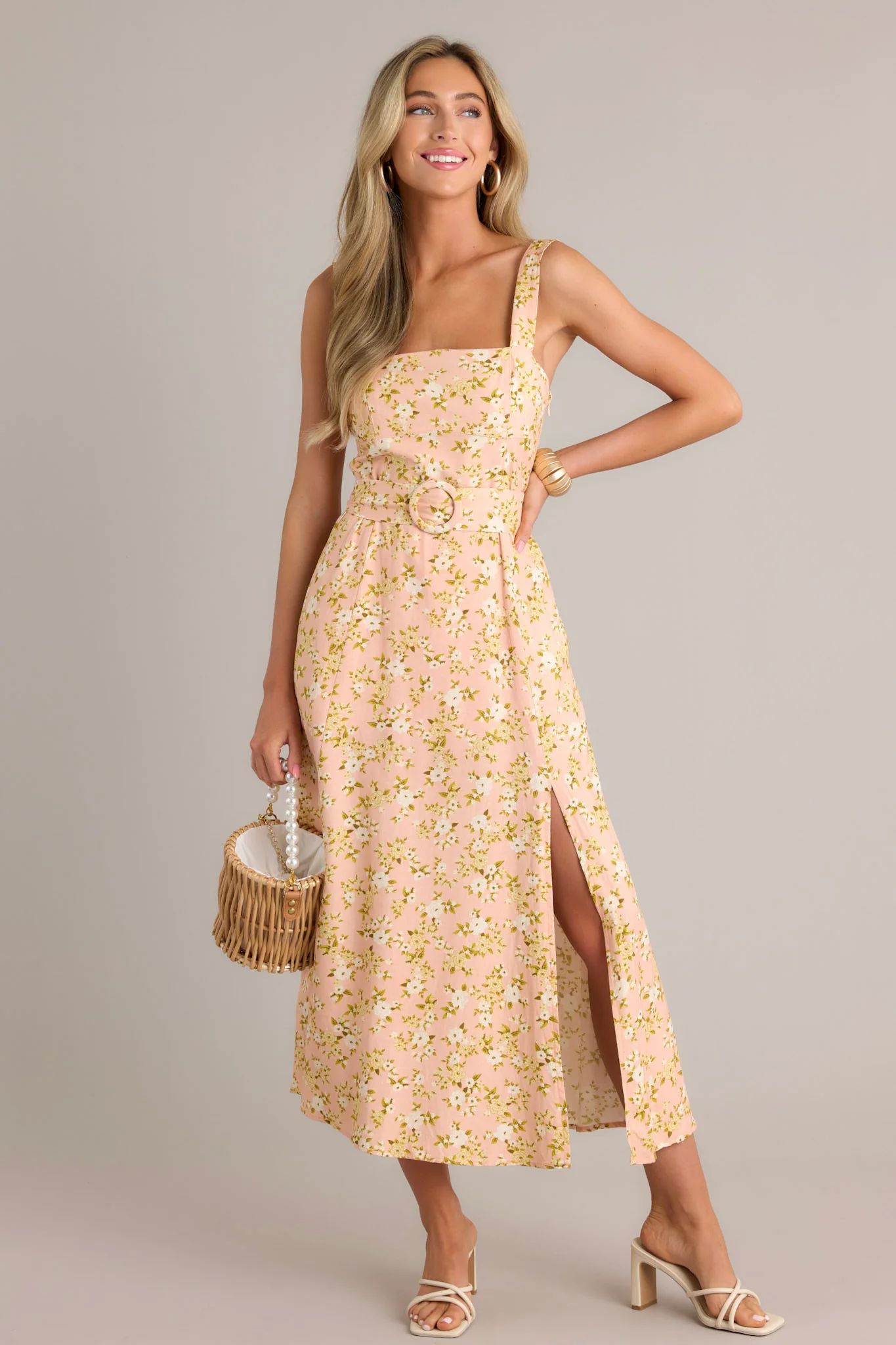 Blooming Grace Orange Peach Floral Maxi Dress | Red Dress