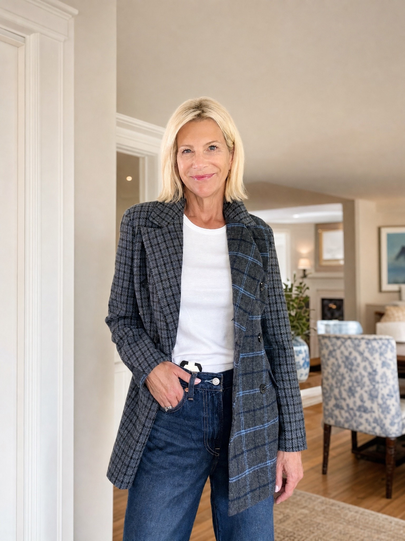 This plaid blazer is the perfect way to make jeans and a white tee feel polished. I love the mix of charcoal, gray, and subtle blue, it’s classic, but still feels fresh for fall.

👩‍💻 LTK PRO TIPS
❤️ Heart = Support my posts ;-)
🔖 Save = Get sale & restock alerts for the things you love!
📋 Lists = Keep favorites organized (List ideas: Christmas, Birthdays, and Vacations!)
📲 Share = Send lists and products to a friend (or your daughters like me).
💬 Comment = Ask me anything, and I’ll answer. ;-)

#LTKOver40 #LTKootd #LTKSaleAlert