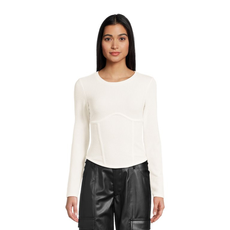 No Boundaries Juniors' Pucker Ribbed Top, Sizes XS-3XL | Walmart (US)