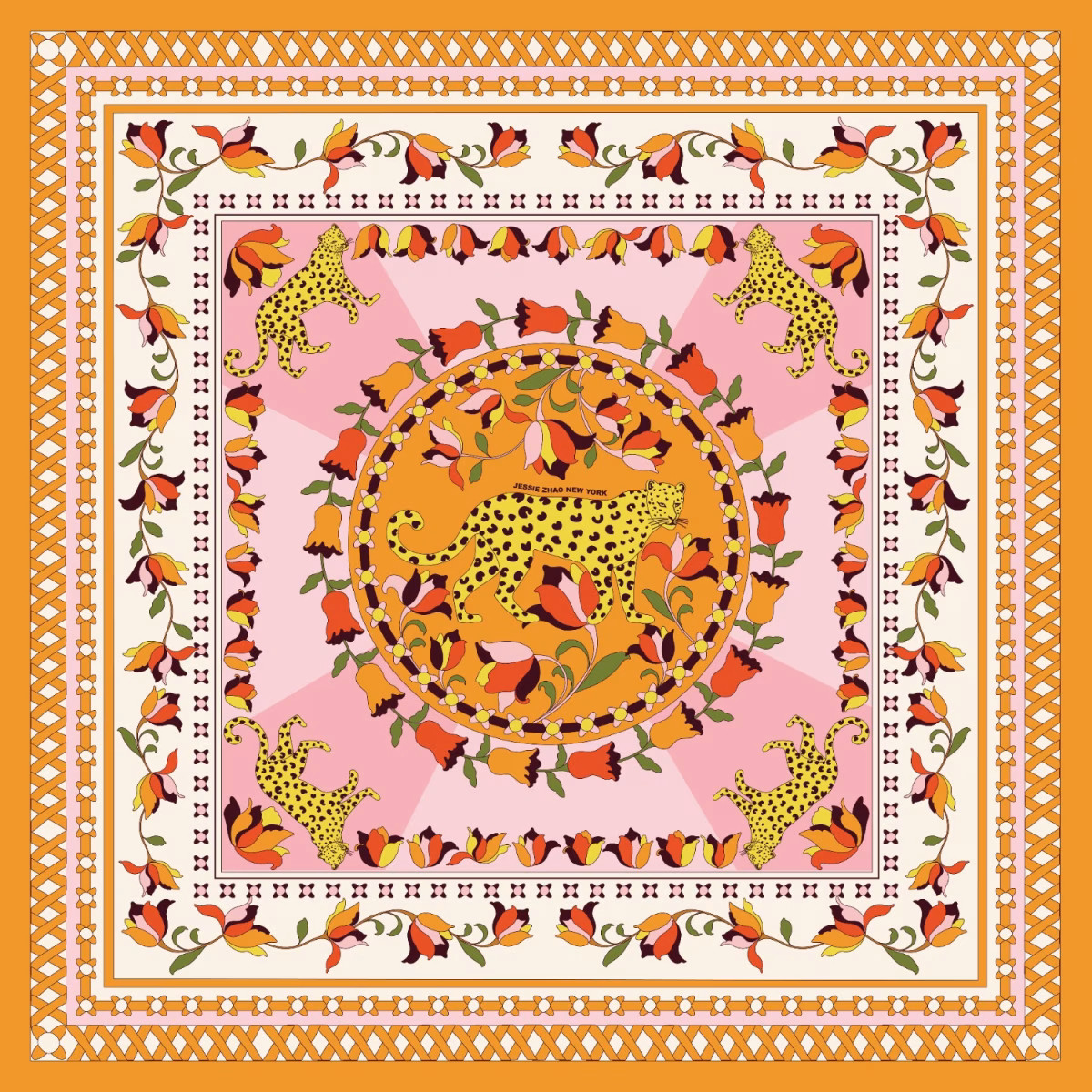 Double Sided Silk Scarf Of Tropical Love | Wolf & Badger (US)