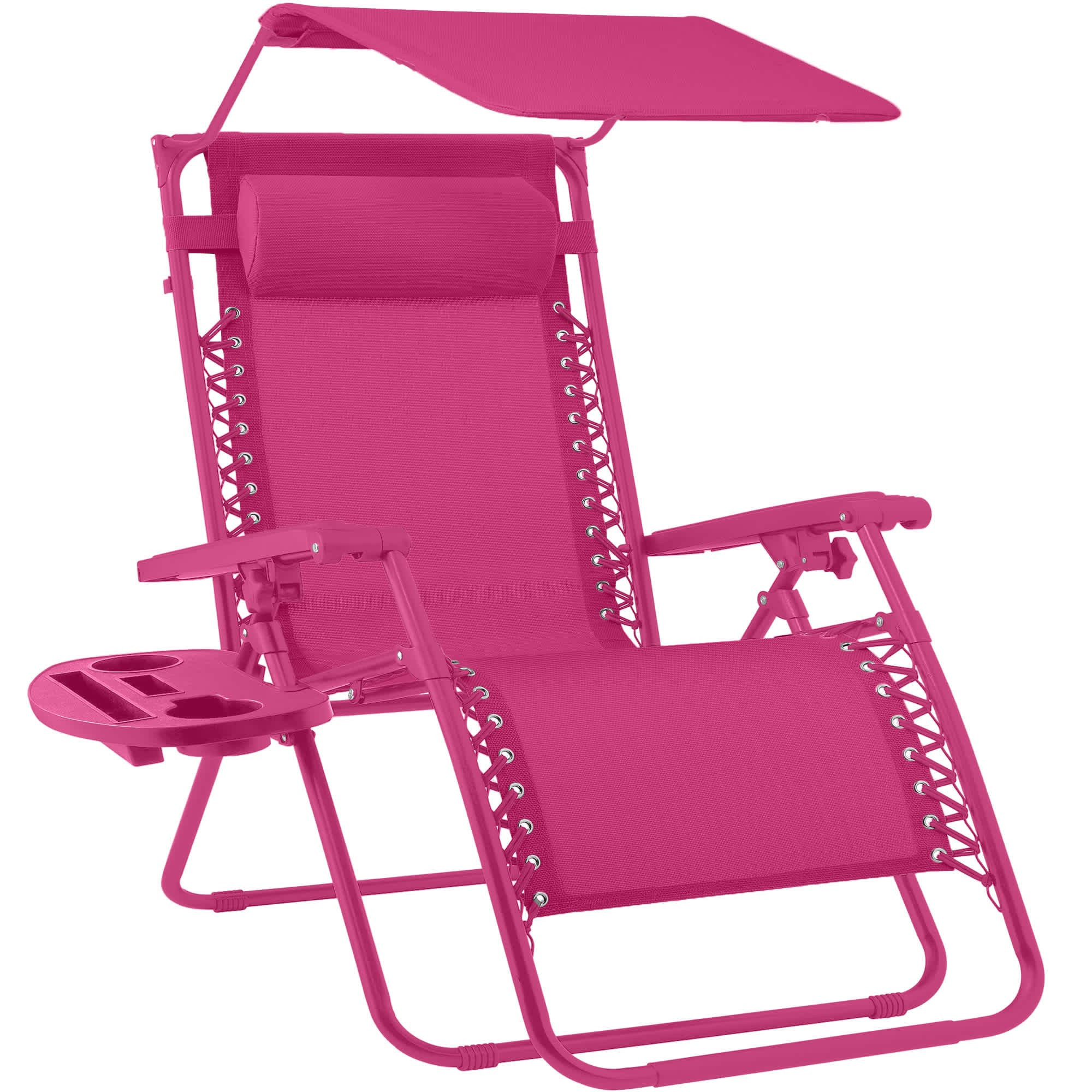 Best Choice Products Folding Zero Gravity Recliner Patio Lounge Chair w/ Canopy Shade Headrest Tray - Ultimate Pink one_size | SKY9531 | Lowe's
