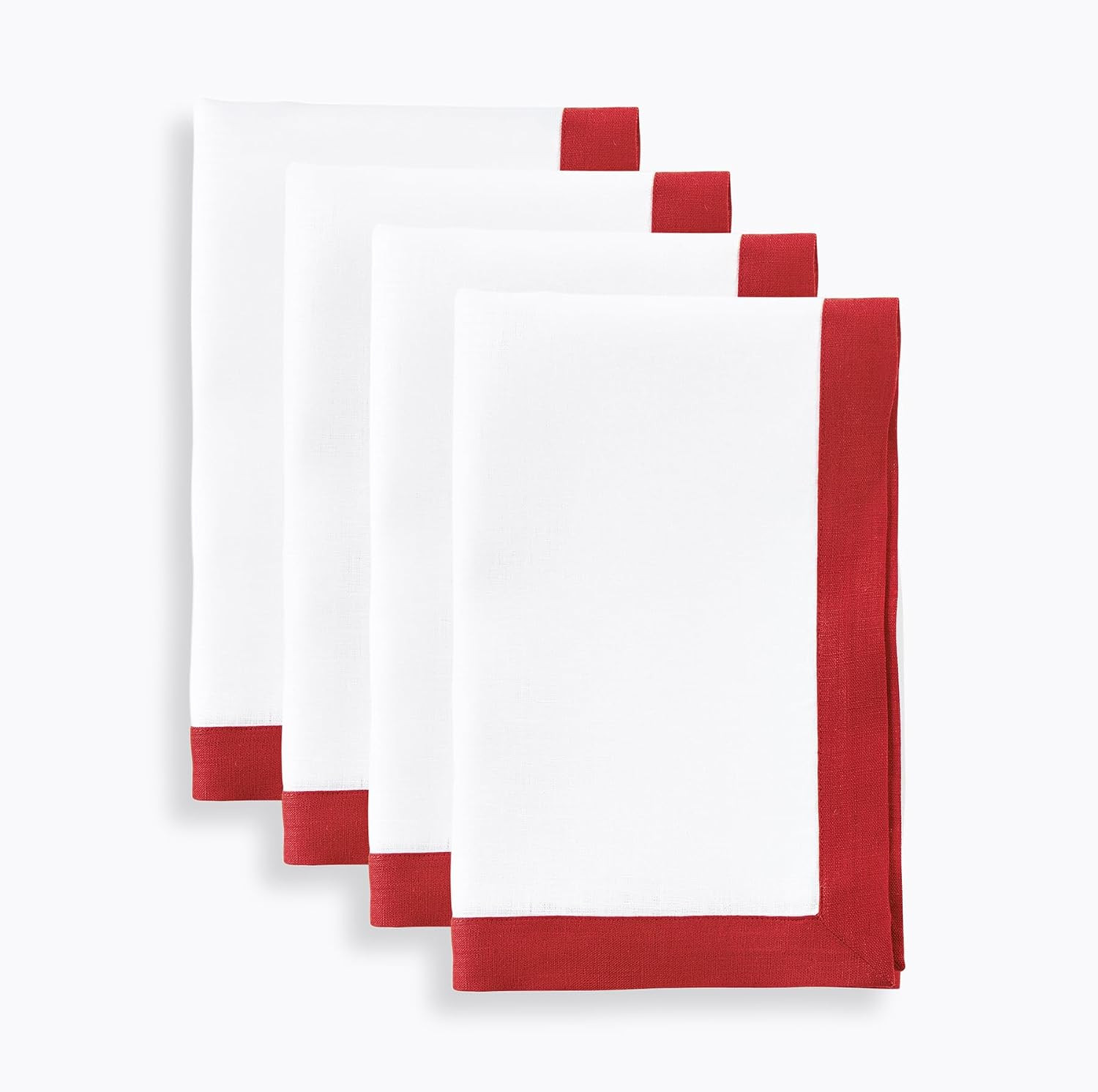 Solino Home 100% Linen Napkins, 20 x 20 in, Red and White Border, Set of 4 | Amazon (US)