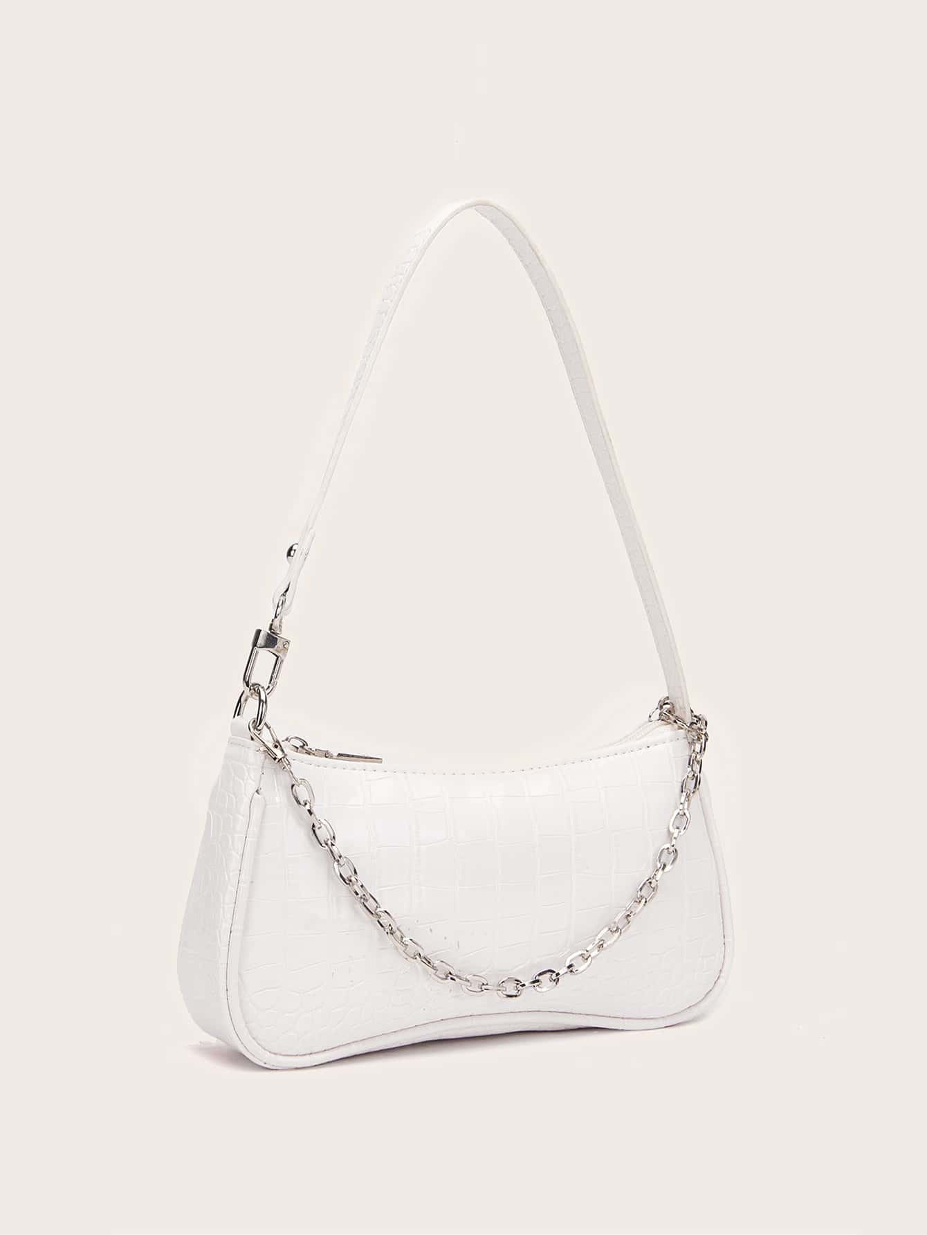 Croc Embossed Baguette Bag | SHEIN
