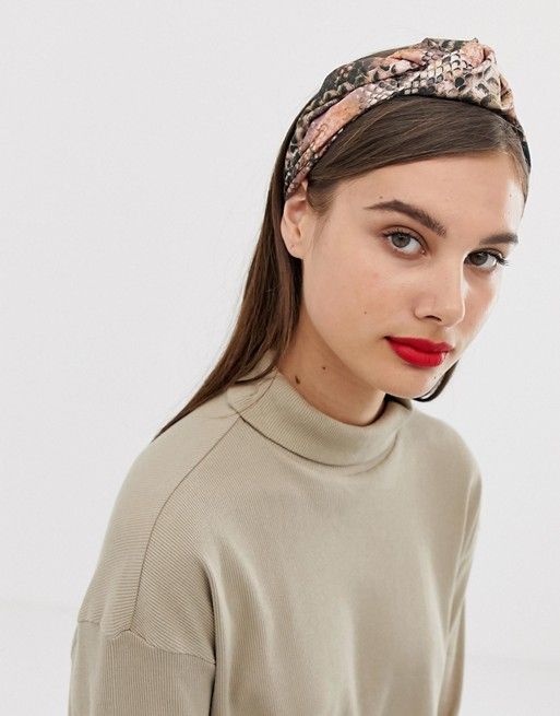 ASOS DESIGN headband with knot front in snake print | ASOS US