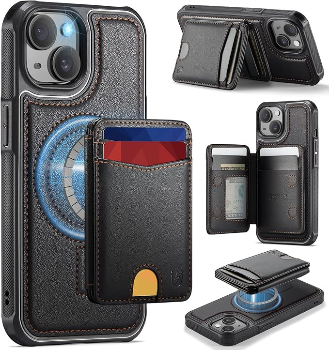 for iPhone 13 Wallet Case Compatible with Magsafe, Magnetic RFID Blocking Card Holder Kickstand 2... | Amazon (US)