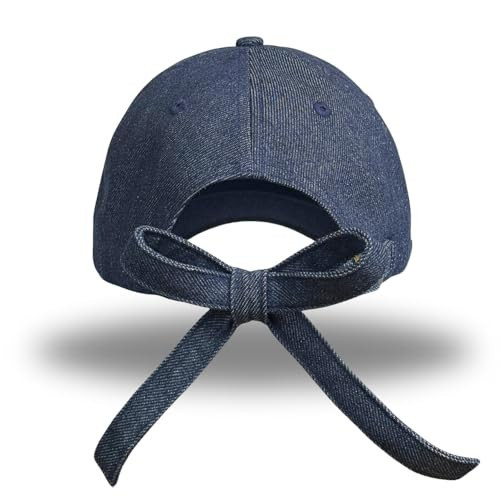 CITRUSY Trendy Fashion Baseball Dad Caps | Men & Women Low Profile Hats | Cute Ladies Western Ponytail Vintage NY Ball Cap, Cotton, Blue, Signature C. | Denim Bow | Amazon (US)