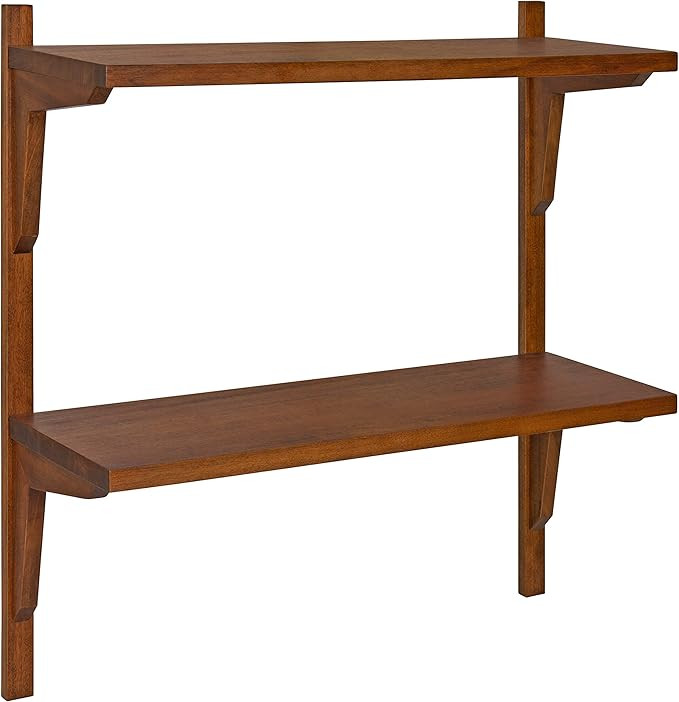 Kate and Laurel Meridien Mid-Century Wall Shelves, 24" x 8" x 24", Walnut, Transitional Wall Deco... | Amazon (US)