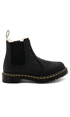 Dr. Martens 2976 Leonore Faux Fur Lined Chelsea Boot in Black from Revolve.com | Revolve Clothing (Global)