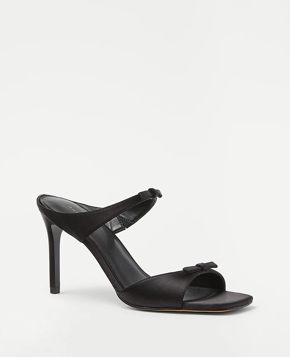 Double Bow Satin Mule Sandals | Ann Taylor (US)