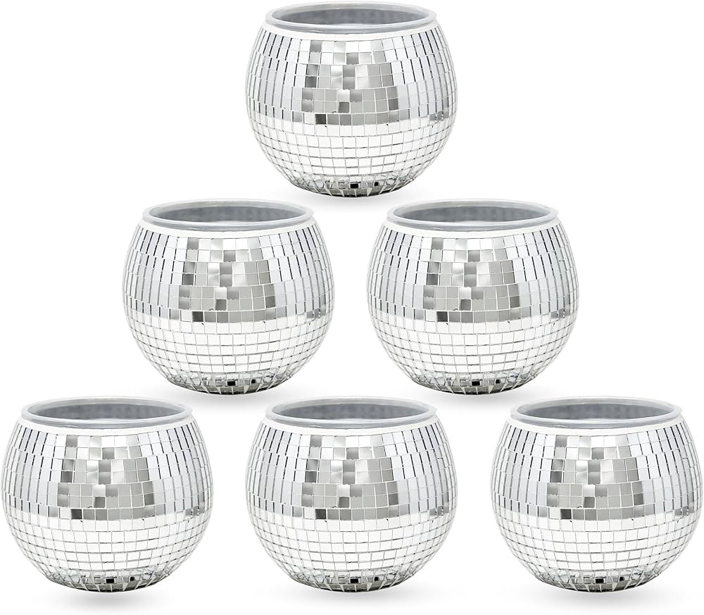 Disco Ball Planter Set of 6 Disco Ball vase 3in x 3in x 2in Disco Ball Decor-Decorative Glass wit... | Amazon (US)