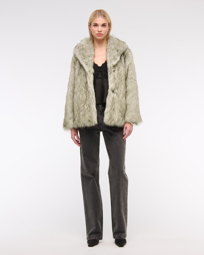Shawl Collar Faux Fur Coat | Abercrombie & Fitch (US)