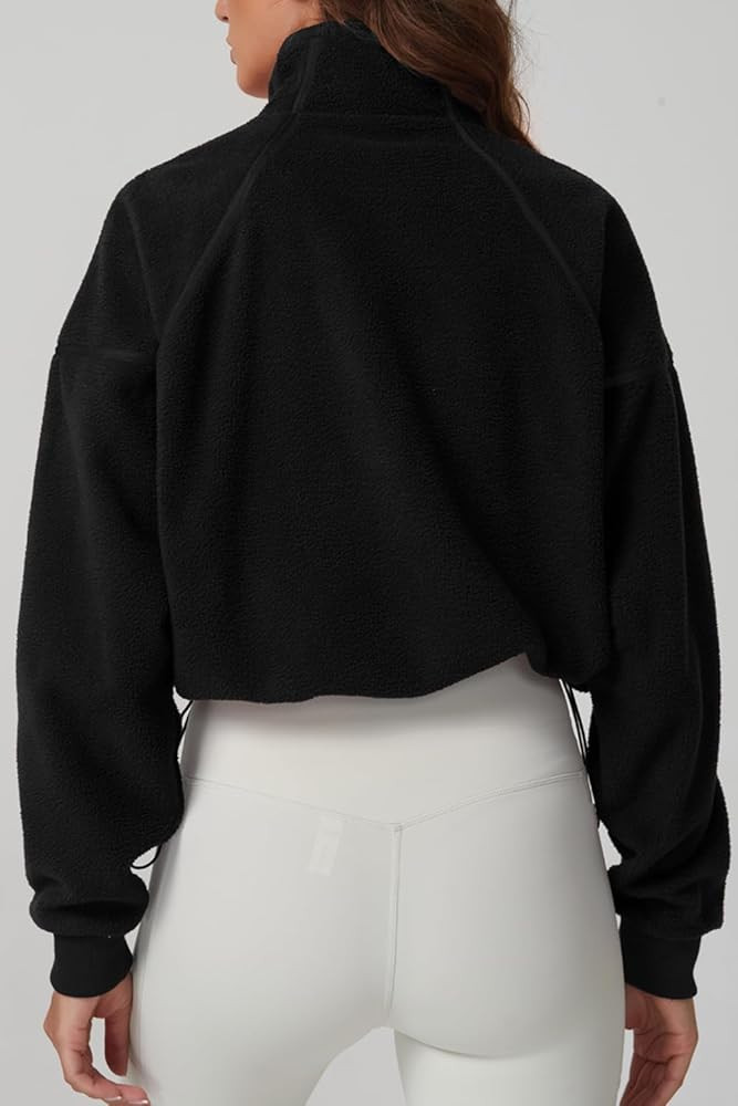 QINSEN Women's Half Zip Fleece Short Pullover Sweatshirt Winter Long Sleeve Cozy Sherpa Sweater T... | Amazon (US)