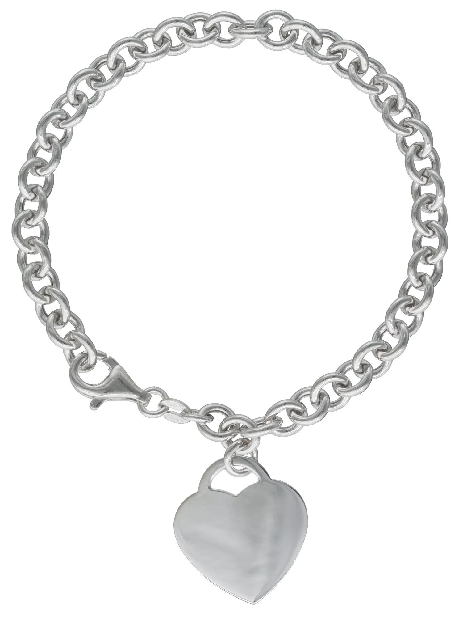 Brilliance Sterling Silver Heart Charm Bracelet 7.5inch White color | Walmart (US)