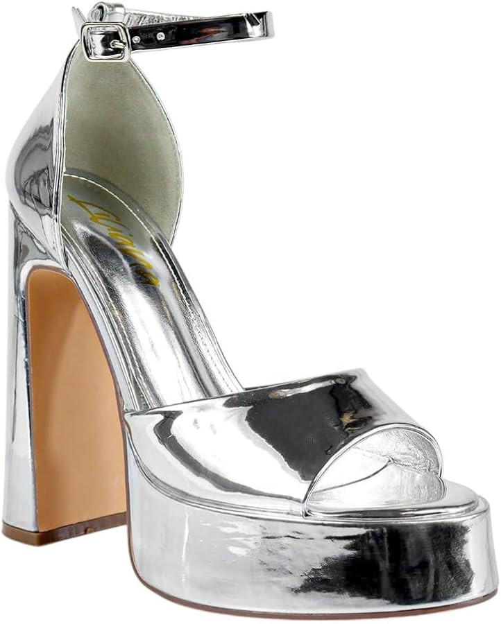 Liliana Womens Platform High Heel Ankle Strap Chunky Block Heels Sandals For Parties | Amazon (US)