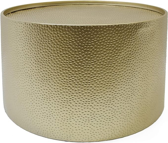 Christopher Knight Home Rache Modern Round Coffee Table with Hammered Iron, Gold, 26. 00” L x 2... | Amazon (US)