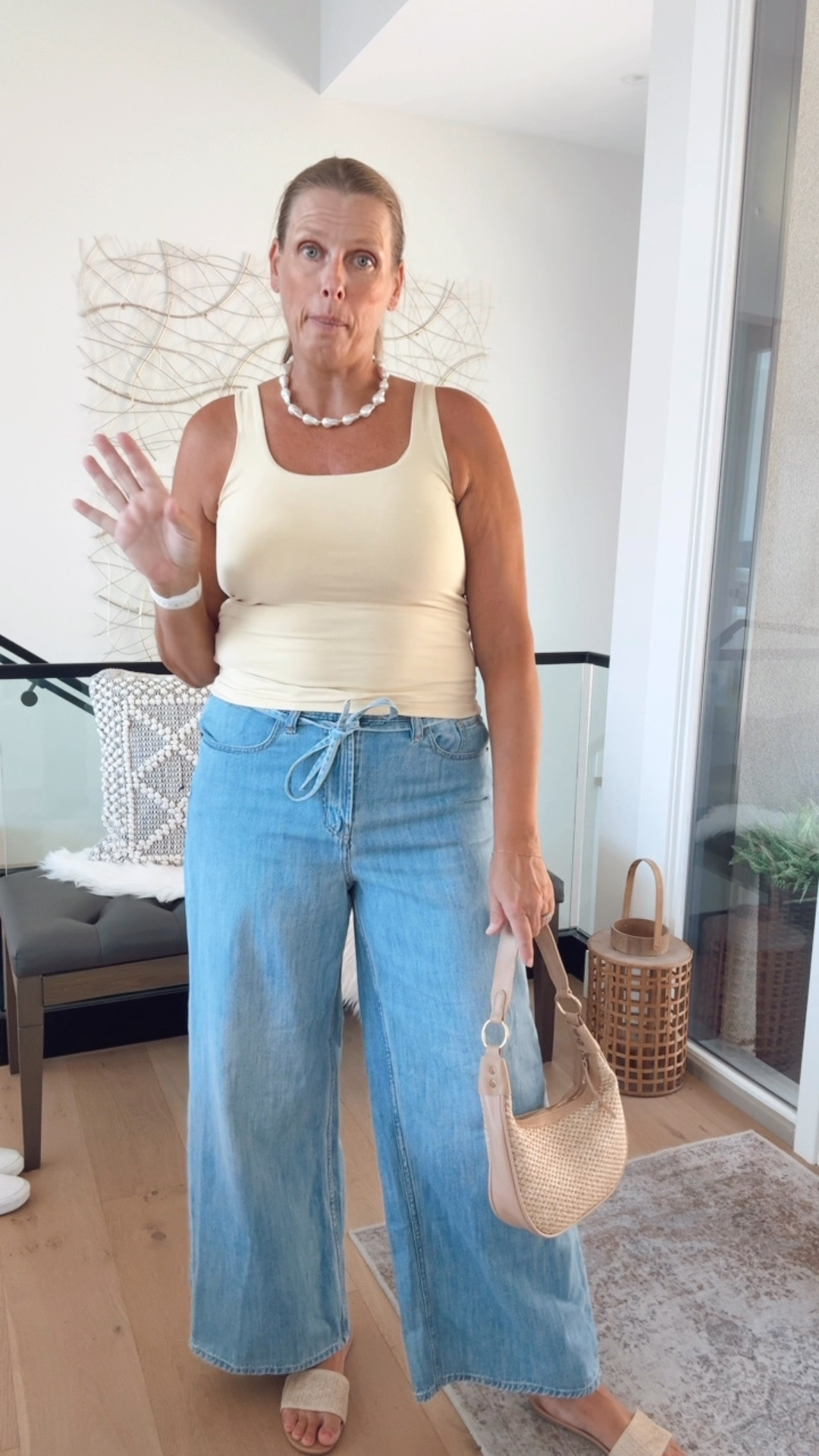 A summer Jean I’m loving 

Love these lightweight wide leg jeans, perfect for summer night. 
Fits TTS

summer outfit, light wash jeans, brown sandals, casual outfit, everyday outfit, capsule wardrobe, relaxed denim, classic basics, minimalist style, chic casual, effortless fashion, summer outfit, denim outfit

#LTKsummer #LTKjeans #LTKcanada