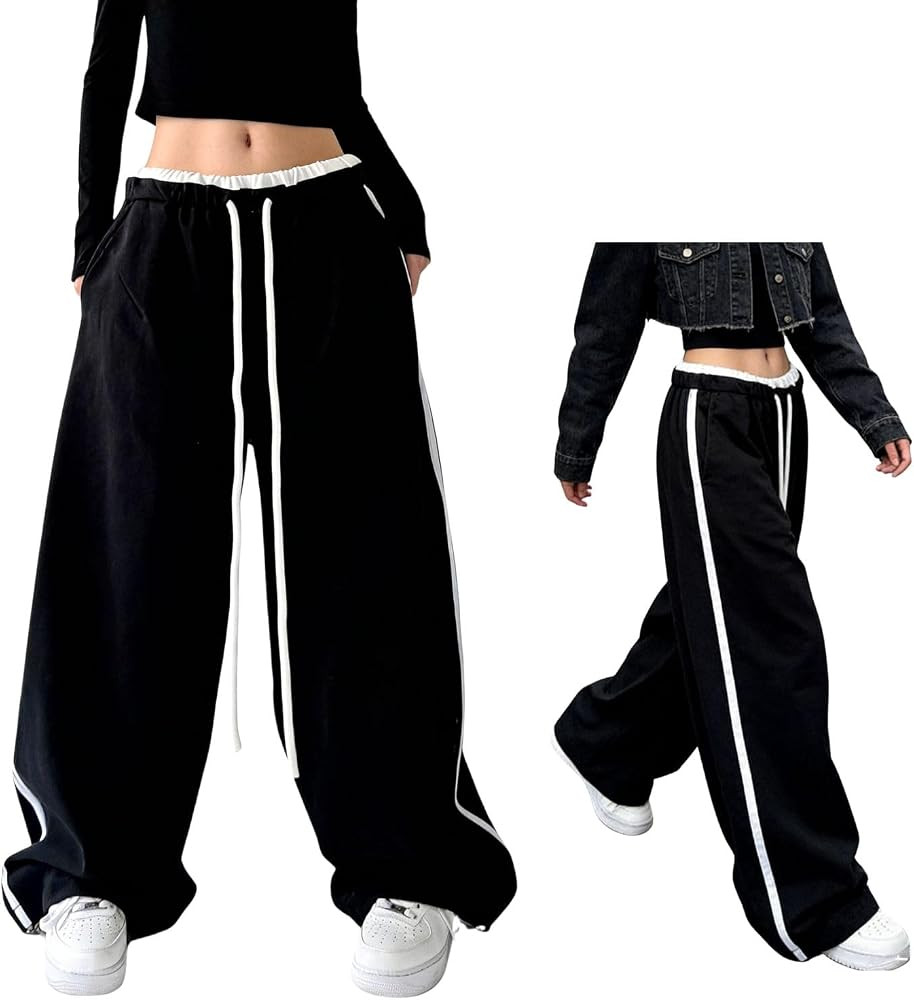 Baggy Sweatpants for Women Men Wide Leg Casual Sweat Pants Elastic Waist Drawstring Pants Hip Hop... | Amazon (US)