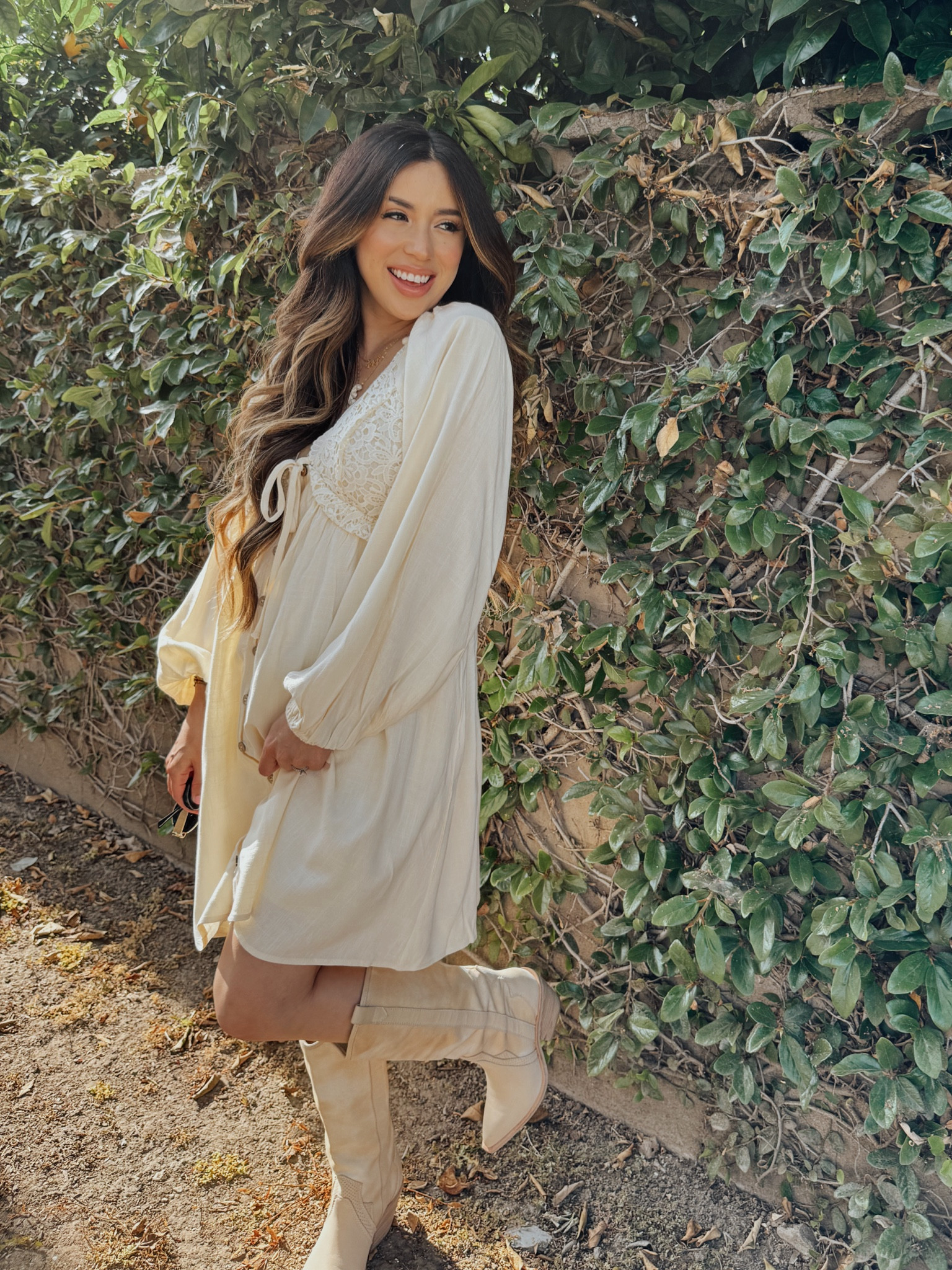 beige crochet lace button front maternity dress PinkBlush Beige Crochet Lace Button Front Maternity Dress main image 1
