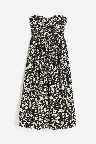 Patterned bandeau dress - Black/Patterned - Ladies | H&M GB | H&M (UK, MY, IN, SG, PH, TW, HK)
