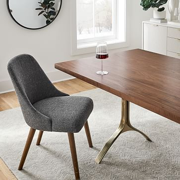 Mid-Century Upholstered Dining Chair - Wood Legs | West Elm (US)