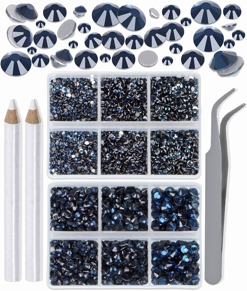 LPBeads 6000 Pieces Montana Non Hotfix Rhinestones 6 Sizes Round Crystal Glass Flat Back Rhinesto... | Amazon (US)