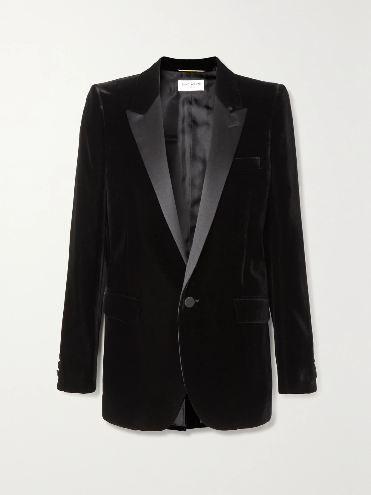 SAINT LAURENT - Satin-trimmed Velvet Blazer - Black | NET-A-PORTER (US)