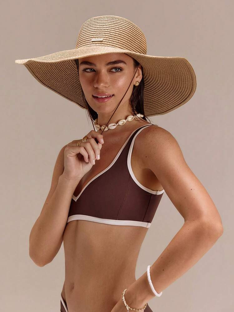 GLOWMODE Sombrero De Ala Ancha Ajustable Con Cordón De Estilo Soleado Tejido En Papiro, Para Vacaciones, Verano Y Uso Casual Diario | SHEIN
