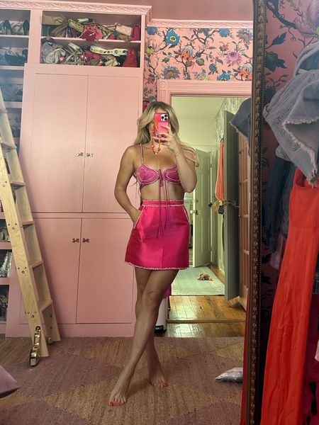 Nasty Gal Eras Tour Try-on - Heart Embellished Bralet and Embellished Satin Twill Mini Skirt - wearing size 4 top and size 4 skirt

#LTKParties #LTKFestival #LTKStyleTip