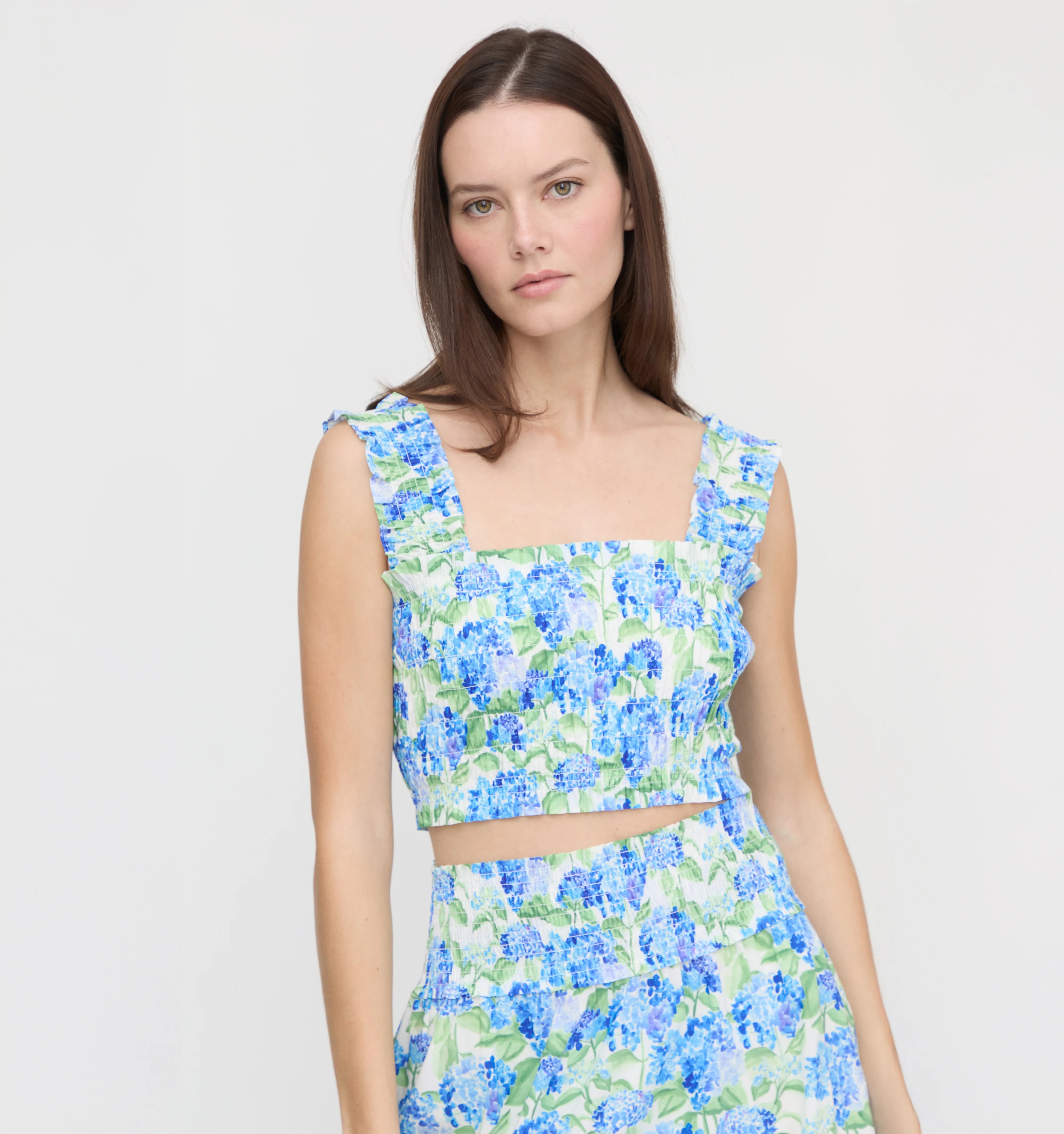 The Hill House x La Coqueta Azalea Nap Top - Blue Watercolor Hydrangea | Hill House Home US