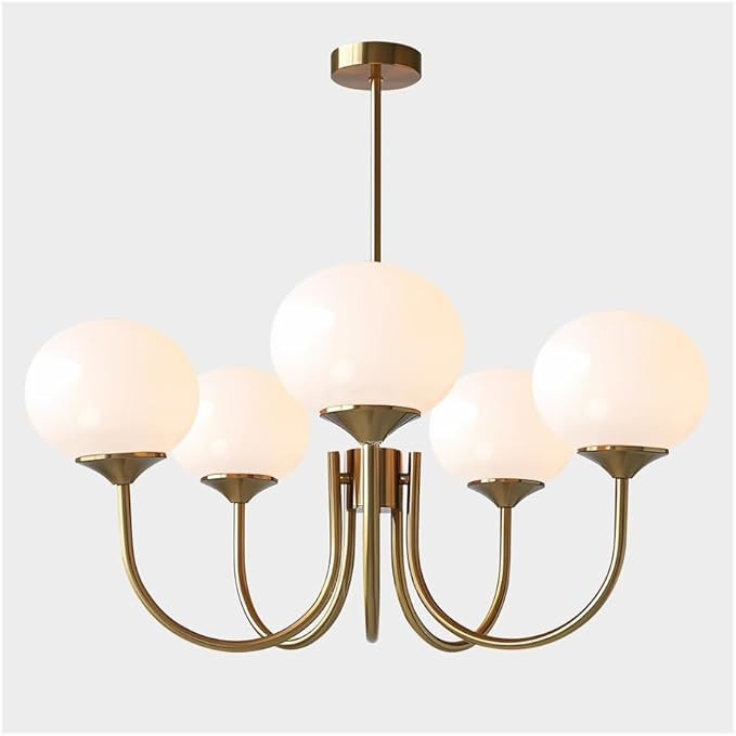 Minimalist Large Pink Glass Ball Pendant Light - Mid Century 5-Light Sputnik Chandelier, Modern S... | Amazon (US)