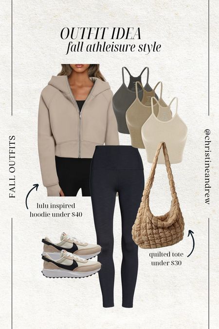 Fall athleisure outfit idea 🤎 this cropped zip up hoodie is such a good Lululemon dupe for under $40! And this free people inspired quilted tote is so cute and under $30. 

Fall outfits; fall style; mom style; school drop off outfit; casual style; athleisure style; workout outfit; lululemon scuba hoodie; black leggings; cute sneakers; amazon sports bra; amazon fashion; Nordstrom; Christine Andrew 

#LTKstyletip #LTKSeasonal #LTKfindsunder50