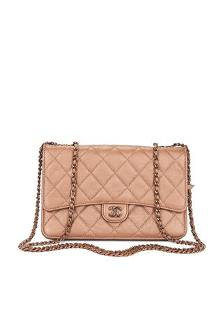Chanel Lambskin Wallet On Chain in Metallic Bronze | FWRD 