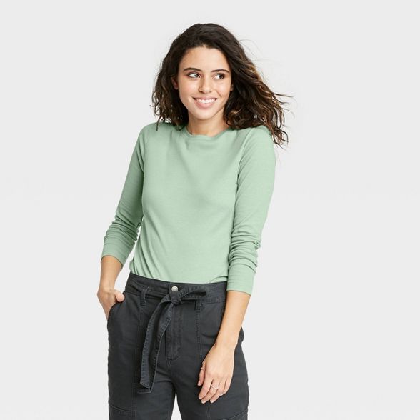 Women's Long Sleeve Slim Fit Rib T-Shirt - Universal Thread™ | Target