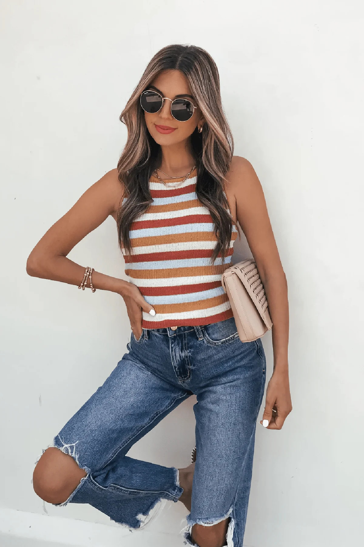 Colorplay Comfort Ribbed Striped Tank Top | Magnolia Boutique