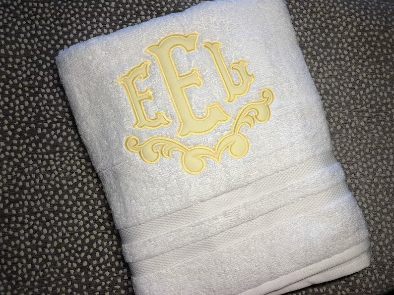 Dimples Appliquéd Towel -  huck towel, hand/bath towel, bath mat | Etsy (US)