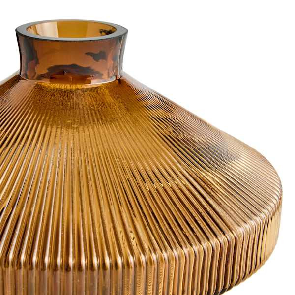 Brown Ribbed Glass Vase, 6.5" | At Home