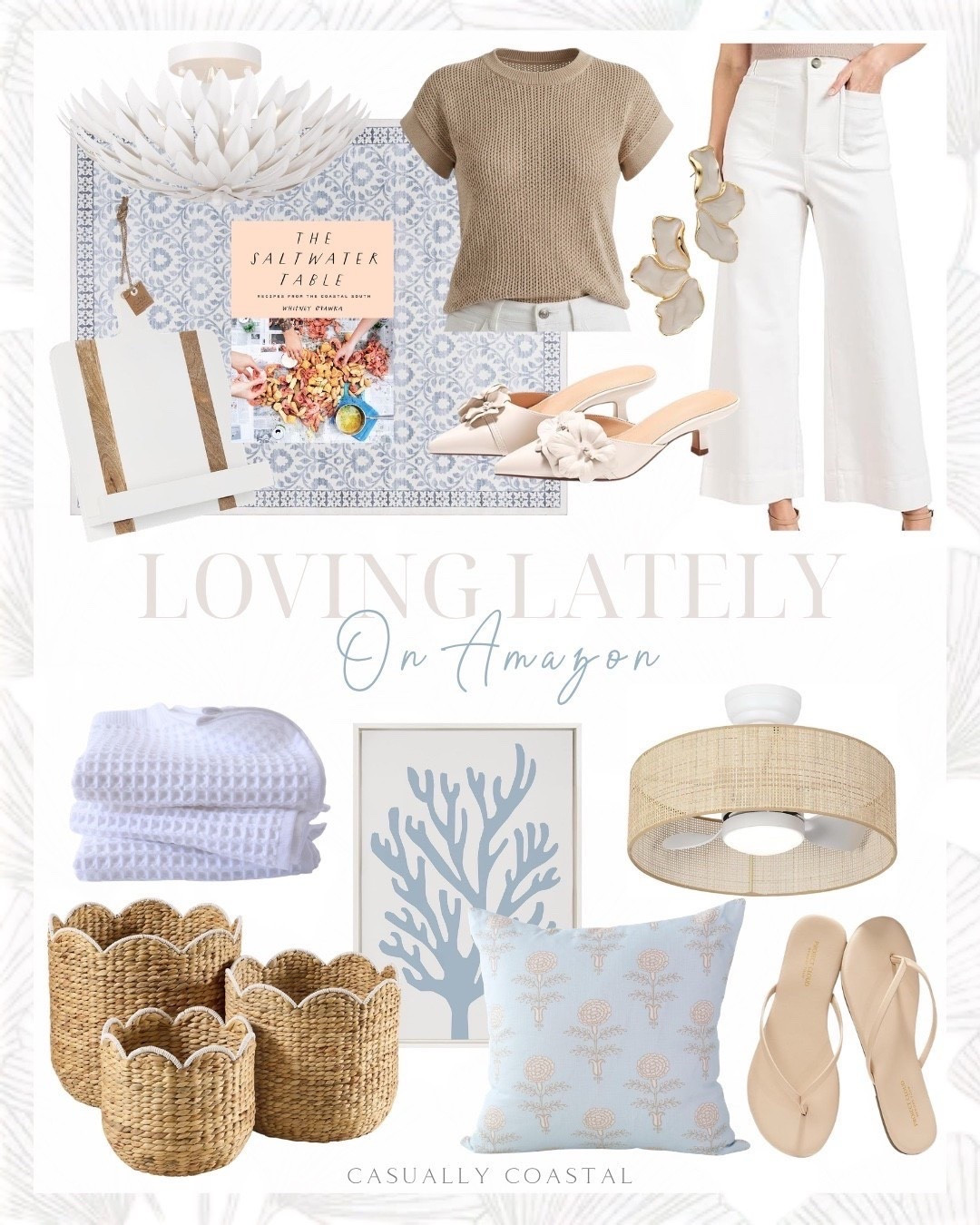 Loving Lately on Amazon

Amazon home decor, coastal home decor, Amazon wall art, Amazon wall decor, Amazon baskets, Amazon pillow cover, Amazon white jeans, Amazon spring top, Amazon heeled sandals, Amazon rug, coastal rug, kitten heel mules, spring mules, high waisted cropped straight pants, spring sweater, short sleeve sweater, petal earrings, 100% Turkish cotton waffle kitchen towels, indoor boho area rug, blue rug, 5x7 rug, mud pie whit wood cookbook holder, The Saltwater Table: Recipes from the Coastal South, Amazon cookbook, semi flush mount, abstract coral framed canvas wall art, water hyacinth scalloped nesting baskets, Amazon storage baskets, marigold block print pillow cover, neutral flips flops, Amazon flip flops, dimmable ceiling fan, bamboo ceiling fan 

#LTKHome