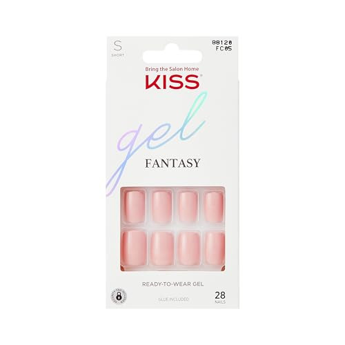 KISS Gel Fantasy, Press On Nails, Nail glue included, 'Midnight Snacks', Dark Black, Short Size, Squoval Shape, Includes 28 Nails, 2g glue, 1 Manicure Stick, 1 Mini File | Amazon (US)